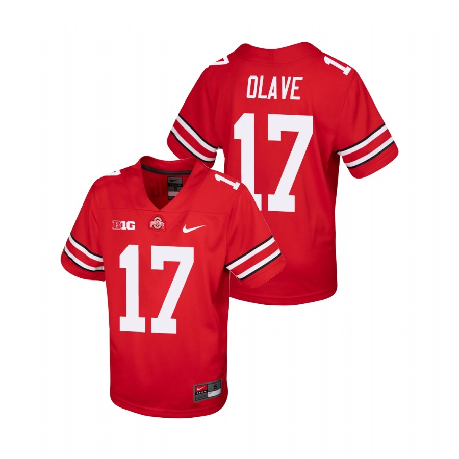 Ohio State Buckeyes Youth NCAA Chris Olave #17 Scarlet Replica College Football Jersey YYT5449SL
